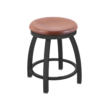 Holland Bar Stool Co 18" Swivel Vanity Stool, Pewter Finish, Med Oak Seat 80218PWMedOak